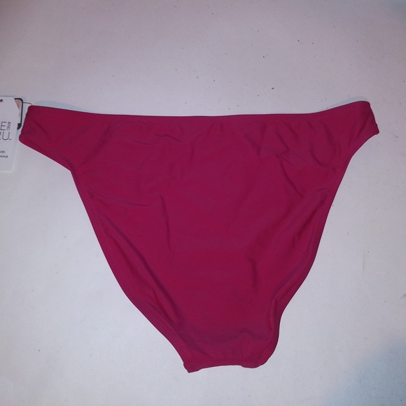 Time and Tru Swim Bikini Bottom Medium 8 10 High Waisted Pink Fuchsia Solid New - Picture 5 of 7